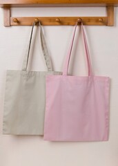 Canvas tote bag, realistic pink with design space