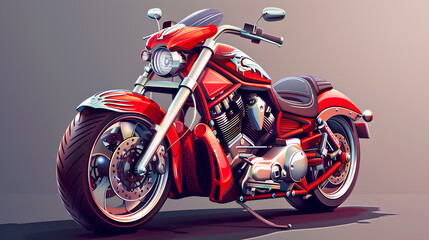 red motorbike, beautiful, cool, vector, cartoon style