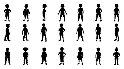 Silhouette collection of boys illustration