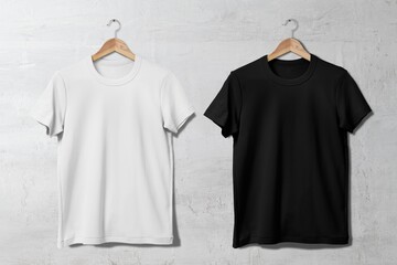 Black and white t-shirt, simple fashion with blank design space