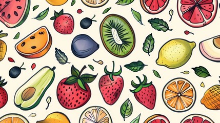 Colorful Doodle Fruits Backdrop Collection