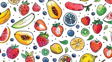 Colorful Doodle Fruits Backdrop Collection