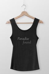 Black tank top, women’s summer fashion with printed design