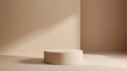 A minimalist paper pedestal isolated against a plain backdrop provides a perfect focal point for products with ample copy space, paper art style concept