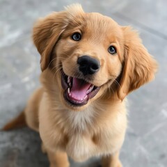 happy energetic puppy, sitting