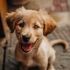 happy energetic puppy, sitting