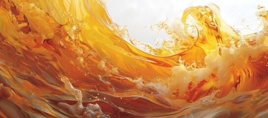 yellow golden liquid swell on white background