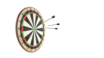 Bullseye with darts stuck in the center