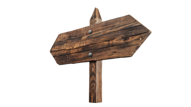 Brown wooden sign for direction