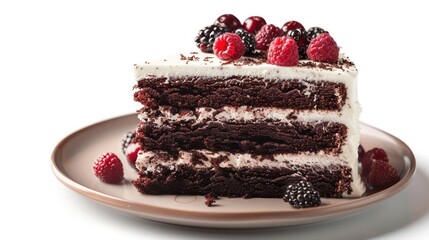 black forest cake on white background