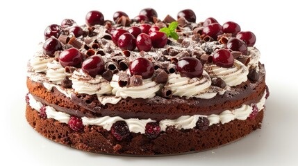 black forest cake on white background