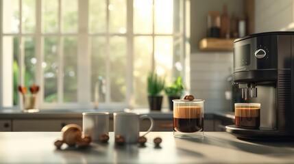 coffee machine in the kitchen counter