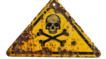 Danger sign with skull and cross bones