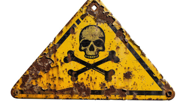 Danger sign with skull and cross bones