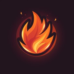 fire flame round logo design illustration