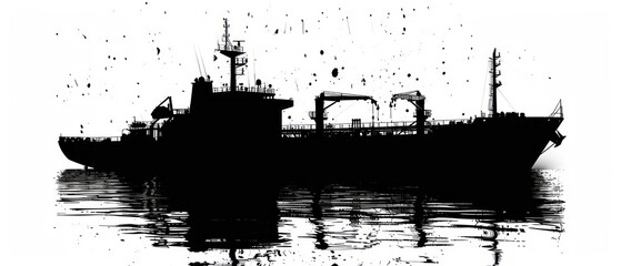 ship vessel silhouette, black and white