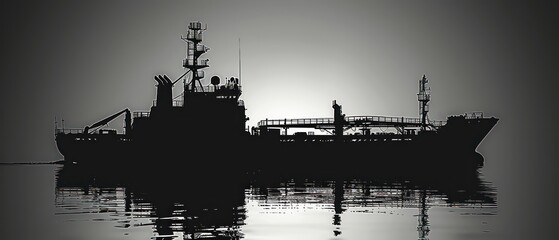 ship vessel silhouette, black and white