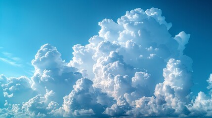 Cumulus cloud formations, brilliant blue sky, detailed and vibrant, expansive horizon, AI Generative