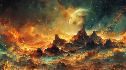 Obraz premium detailed illustration of an alien planet's surface, AI Generative