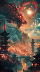 Colorful roofs of a Taiwanese temple decorated with sculptures of sacred & auspicious animals
