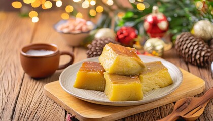 Christmas dinner philipines, bibingka is a doughy rice-flour cake incorporating coconut milk, butter and eggs