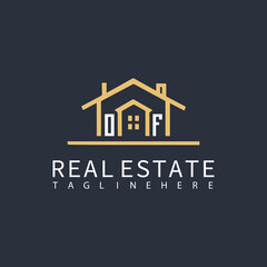 OF monogram logo for real estate with home shape creative design.