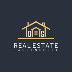 OS monogram logo for real estate with home shape creative design.