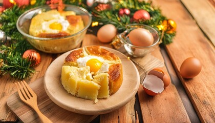 Christmas dinner philipines, bibingka is a doughy rice-flour cake incorporating coconut milk, butter and eggs