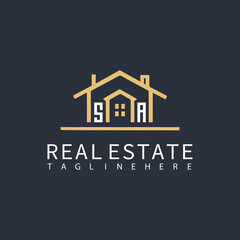SA monogram logo for real estate with home shape creative design.