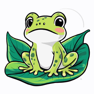 recommend clip art: kawaii style green frog sitting on a giant lily pad