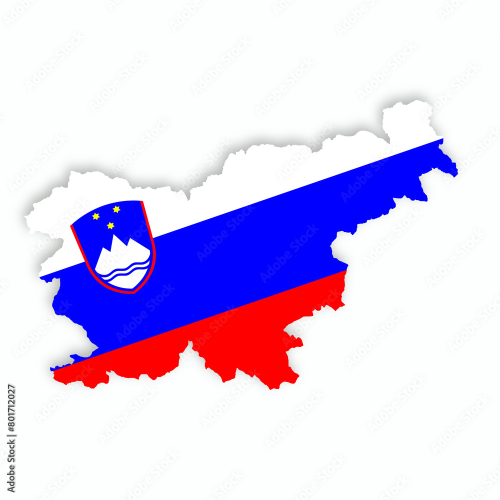 Poster Slovenia flag map with clipping path