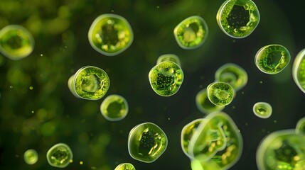 Microscopic View of Algae Cells Highlighting Biological Details for Biofuel Research