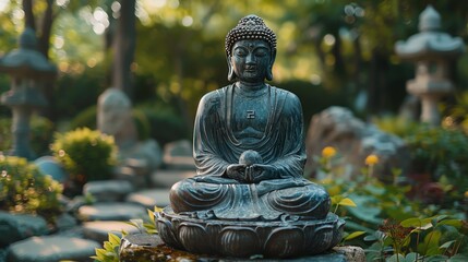 Mindfulness and self-care, close-up on a peaceful outdoor meditation setting, reconnecting with self