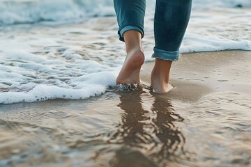 Barefoot Stroll Along the Peaceful Shoreline