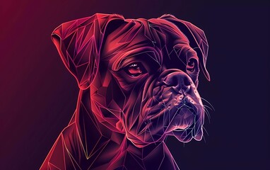 Vector dog illustration. Polygon shape line art. 