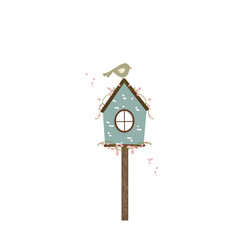 Bird house with floral 