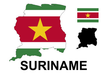 Suriname Flag and Map