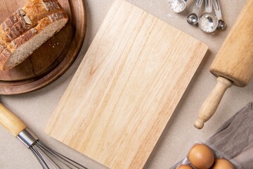 Cutting board, baking product backdrop with design space