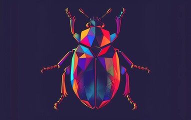 Beetle vector illustration. Polygon shape line art.