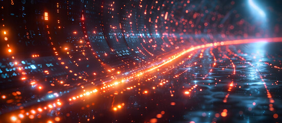 Obraz premium Ethereal Cyber Landscape A Mesmerizing Journey Through the Digital Realm