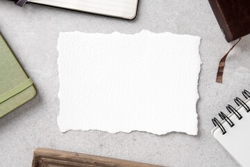 Ripped white paper, business branding with design space