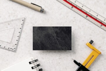 Black business card, aesthetic branding with design space