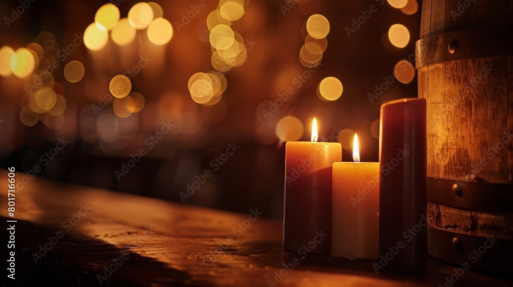 Poster the warm glow of the candles casts soft shadows on the walls creating a cozy and intimate setting. 2