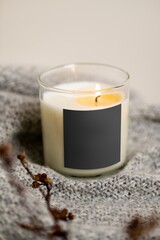 Aromatherapy scented candle with blank label