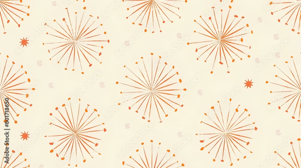 Wall mural two-color simple minimalist graphic wallpaper pattern of many little starbursts or suns. generative 