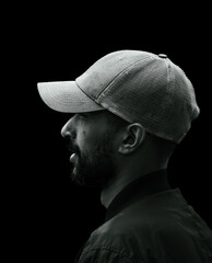 Portrait of a man against black background
