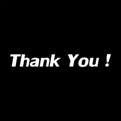 thank you lettering with black background, white color font