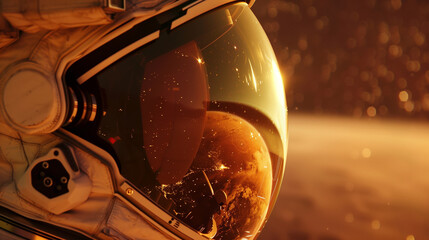Astronaut with Reflection of Galaxy in Helmet Visor