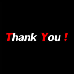 thank you lettering with black background, white and red color font