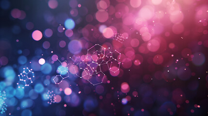 Abstract Background of Glowing Particles with Hexagonal Bokeh